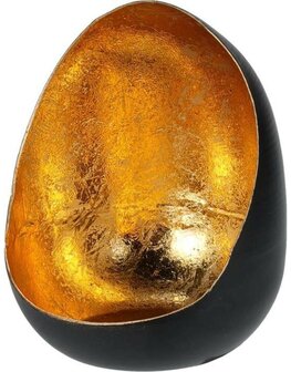 Egg Windlicht Zwart/Goud - 8 x 10 cm